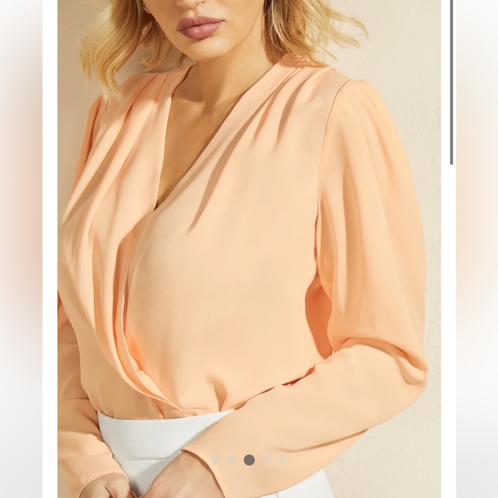Marciano Peach V-Neck Blouse - Size S